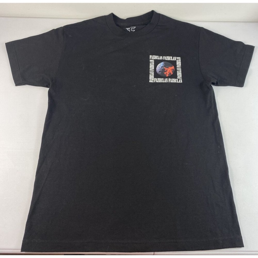 FaZe Clan Moon Tee Black Sz M Medium Double Sided T Shirt